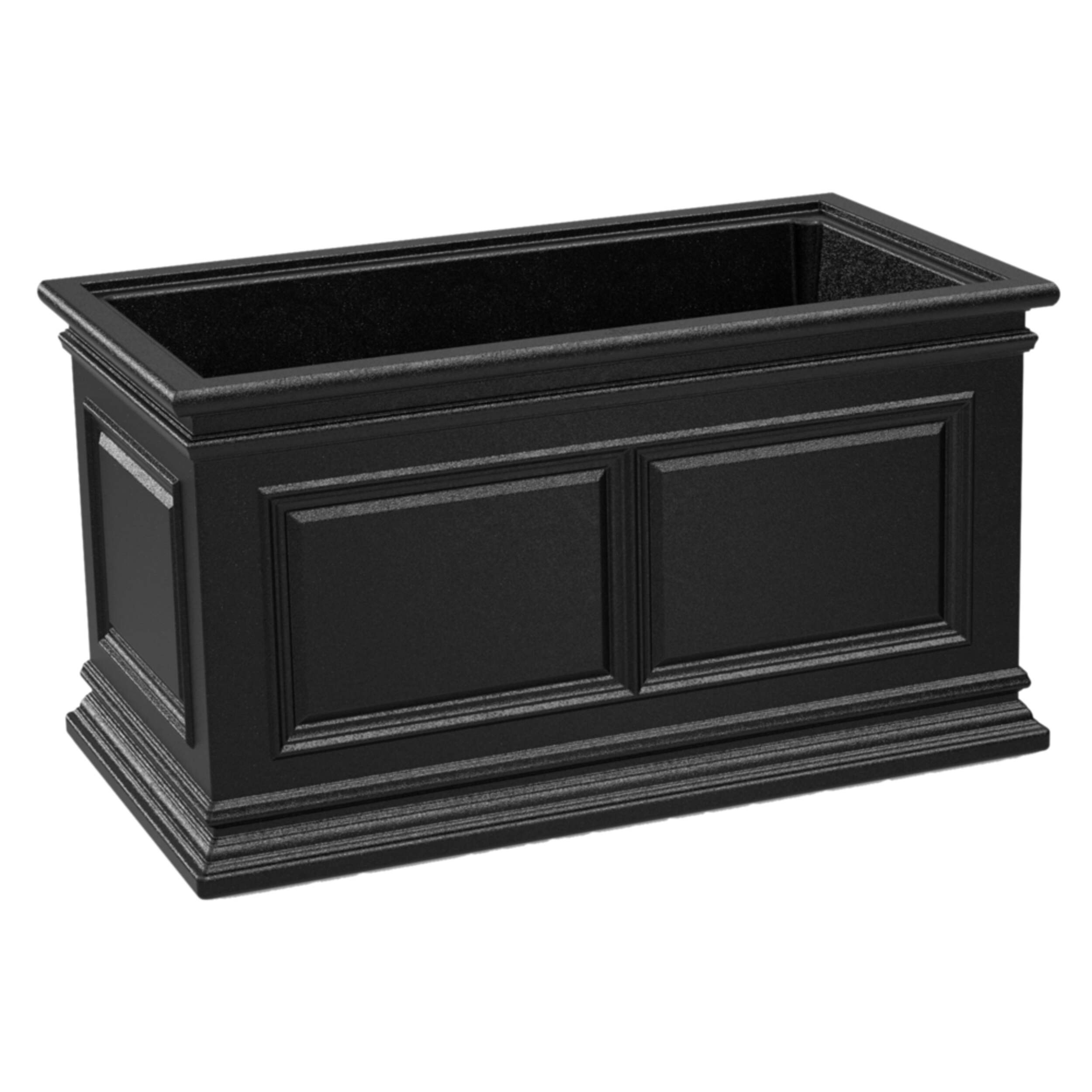 Algreen Covington Self Watering Plastic Rectangular Planter, 16-in W x 16-in H x 30-in D, Grey Front_Three_Fourths_Angled_Right