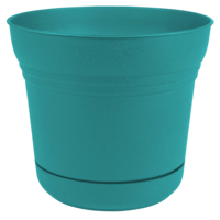 Bloem Saturn Plastic Round Planter with Saucer Tray, 10-in, Assorted Colours Front_Elevated