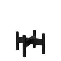 Panacea Round Bamboo Wood Plant Stand, Adjustable, 7-in, Black Front_Angled_Right