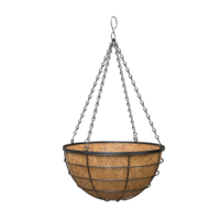 Panacea Modern Farmhouse Hanging Coconut Liner Round Basket Planter, 14-in W x 14-in H x 7-in D Front_Elevated