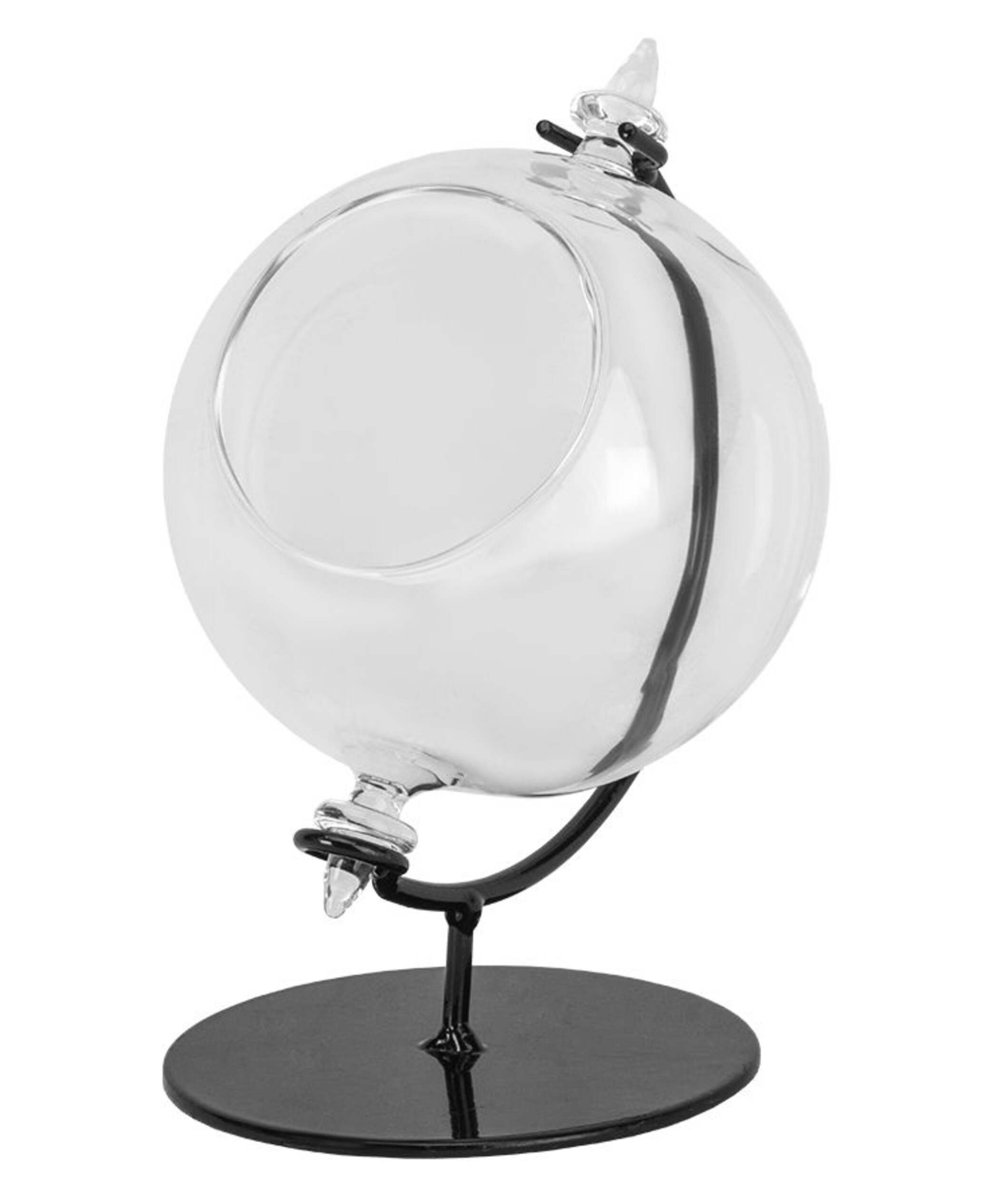 Jardinière ovale Panacea en verre pour terrarium avec support en métal, 4 po, noir Front_Three_Fourths_Angled_Left