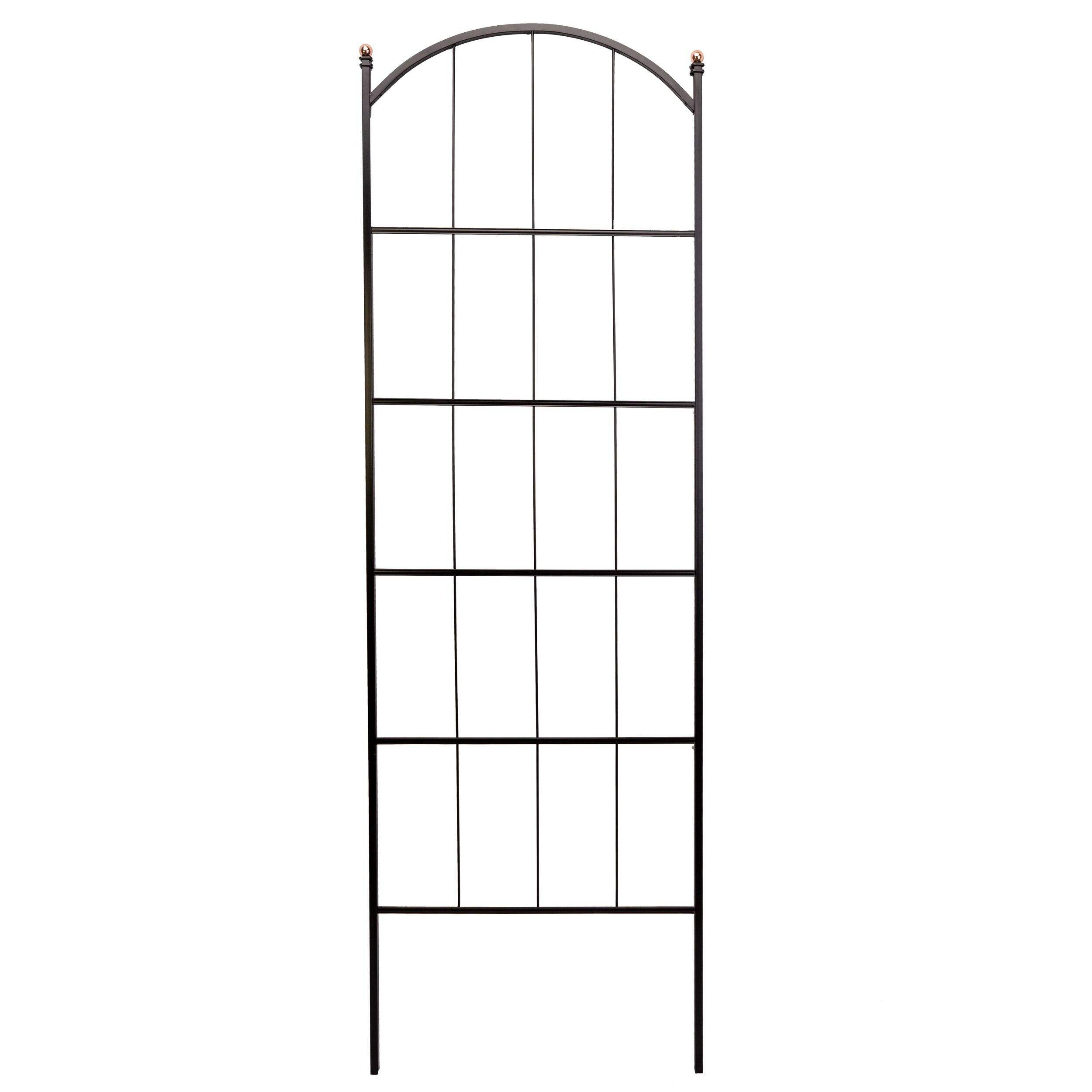 Panacea Modern Farmhouse Arched Metal Trellis, 75-in, Black Front_Flat
