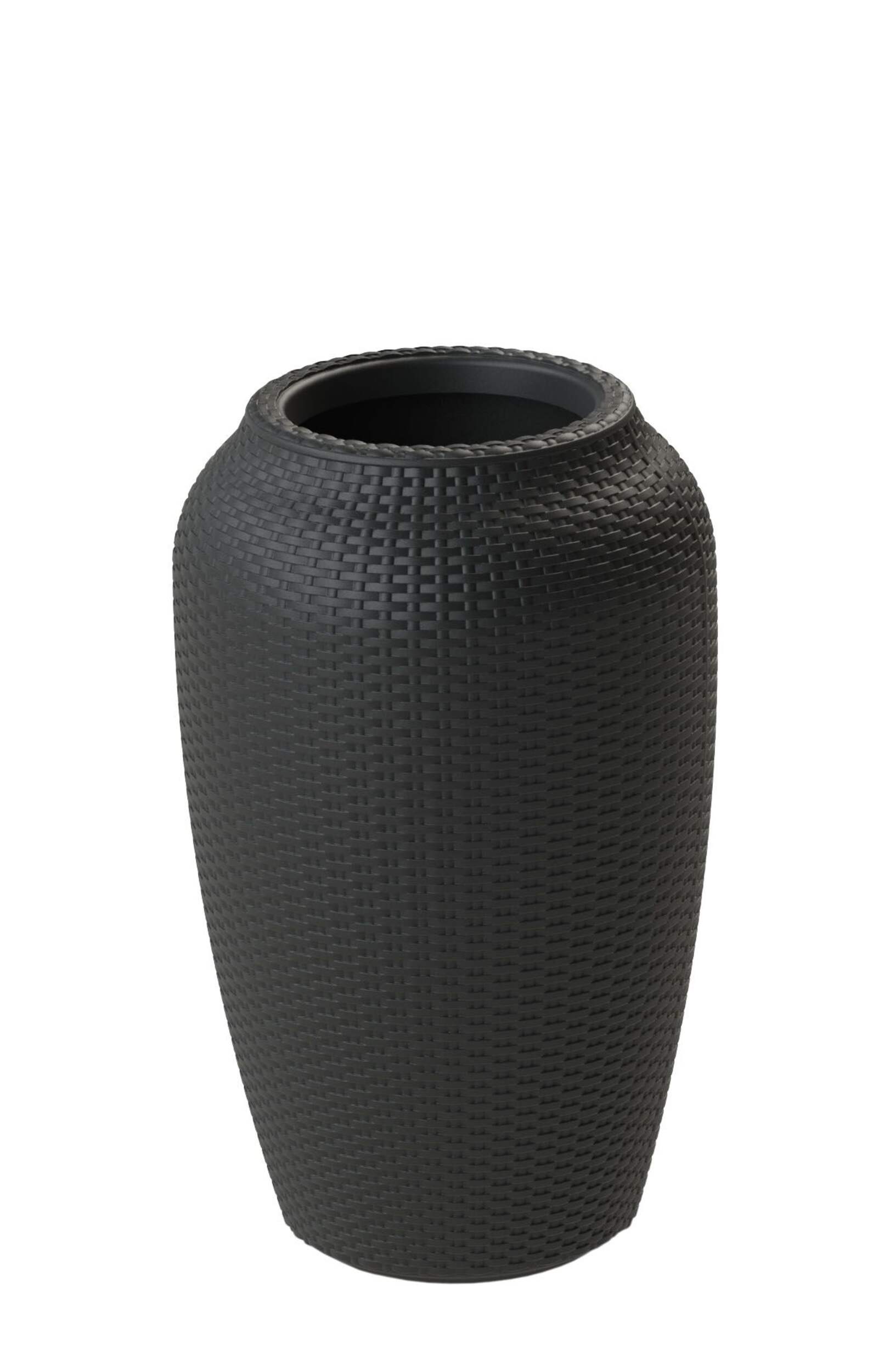 Algreen Outdoor Tall Wicker Planter, Round, 24-in, Black Front_Elevated