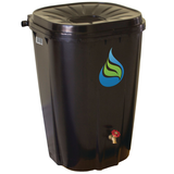 Enviro World Freegarden Square Flat Back Rain Barrel with Brass Spigot, Black, 200-L Front_Three_Fourths_Angled_Right