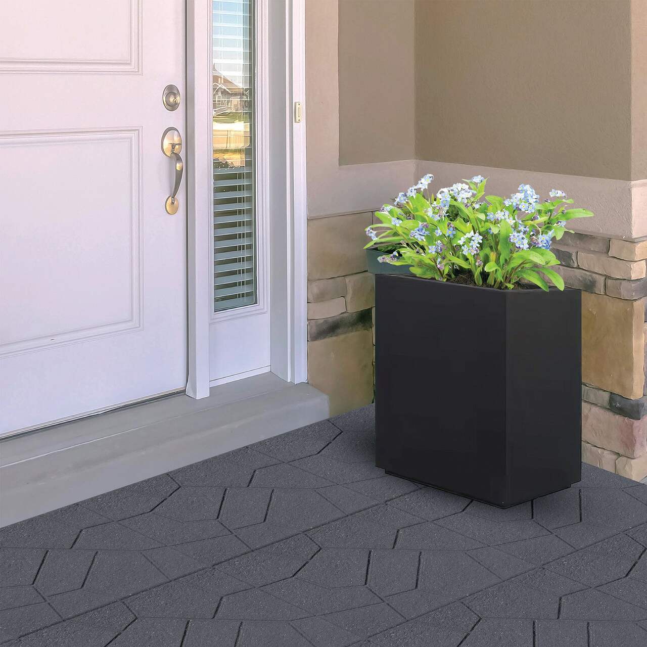 Rubberific Rubber Dual-Sided Grey Stepping Stone with Brick Stone Pattern,  16 x 16 x 0.75-in