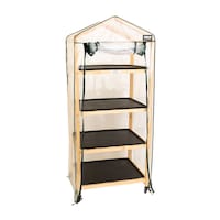 Panacea Urban Gardener Cedar Wood Portable Greenhouse Front_Angled_Right