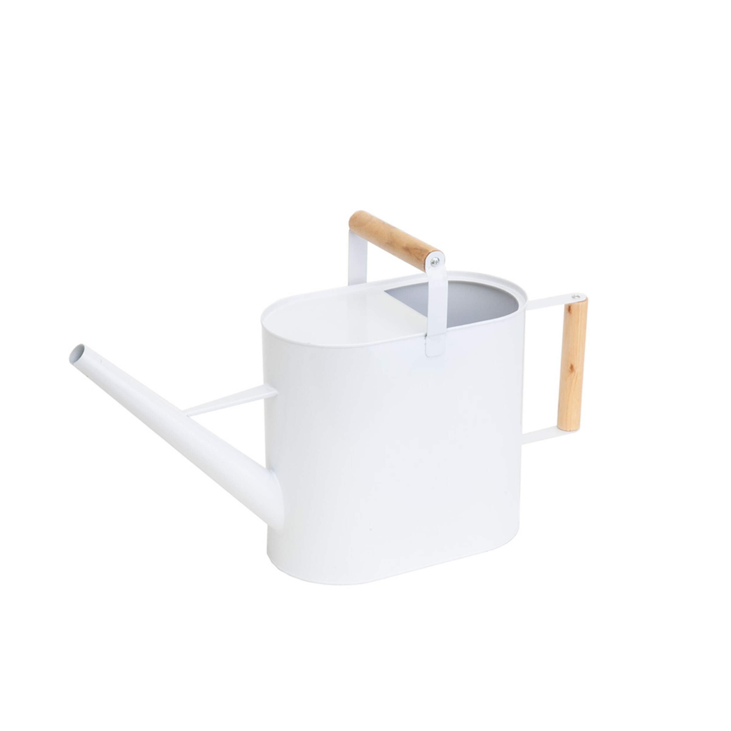 Panacea Nordic Habitat Wood Finish Watering Can, White, 2-Gal Front_Three_Fourths_Angled_Left