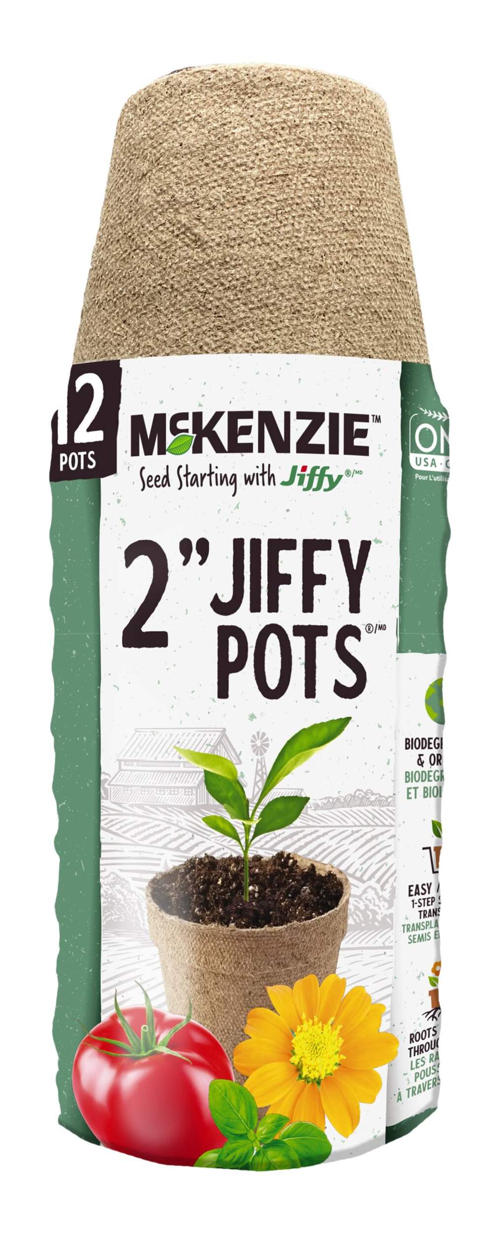 Jiffy Grow Pots, 2-in, 12-pk Front_Flat