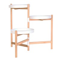 Panacea Nordic 3-Tier Folding Wood Plant Stand with Metal Trays Front_Flat