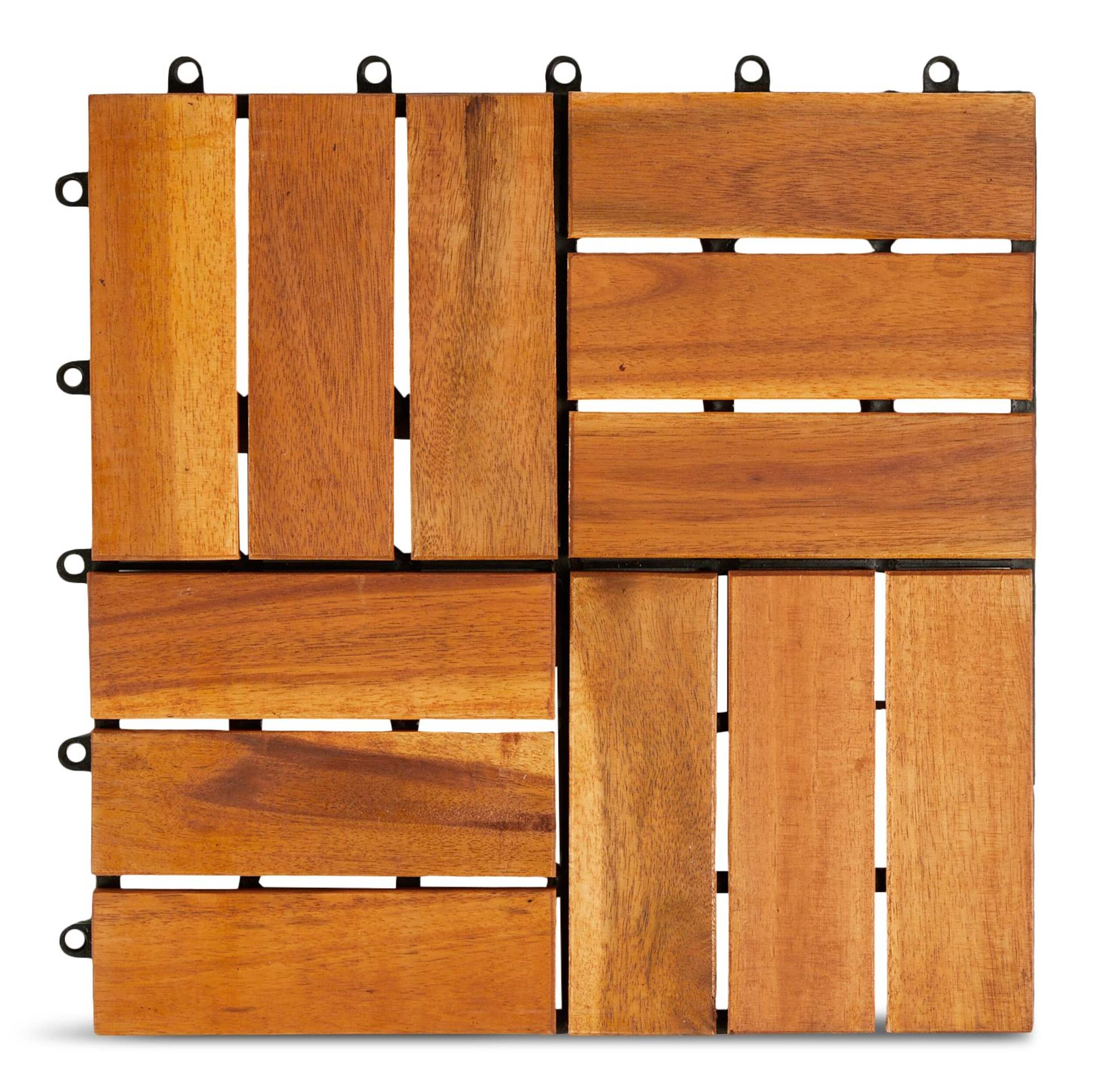 Technoflex Acacia Light Wood Lay & Click Deck Tiles, 10-pk Overhead_Flat