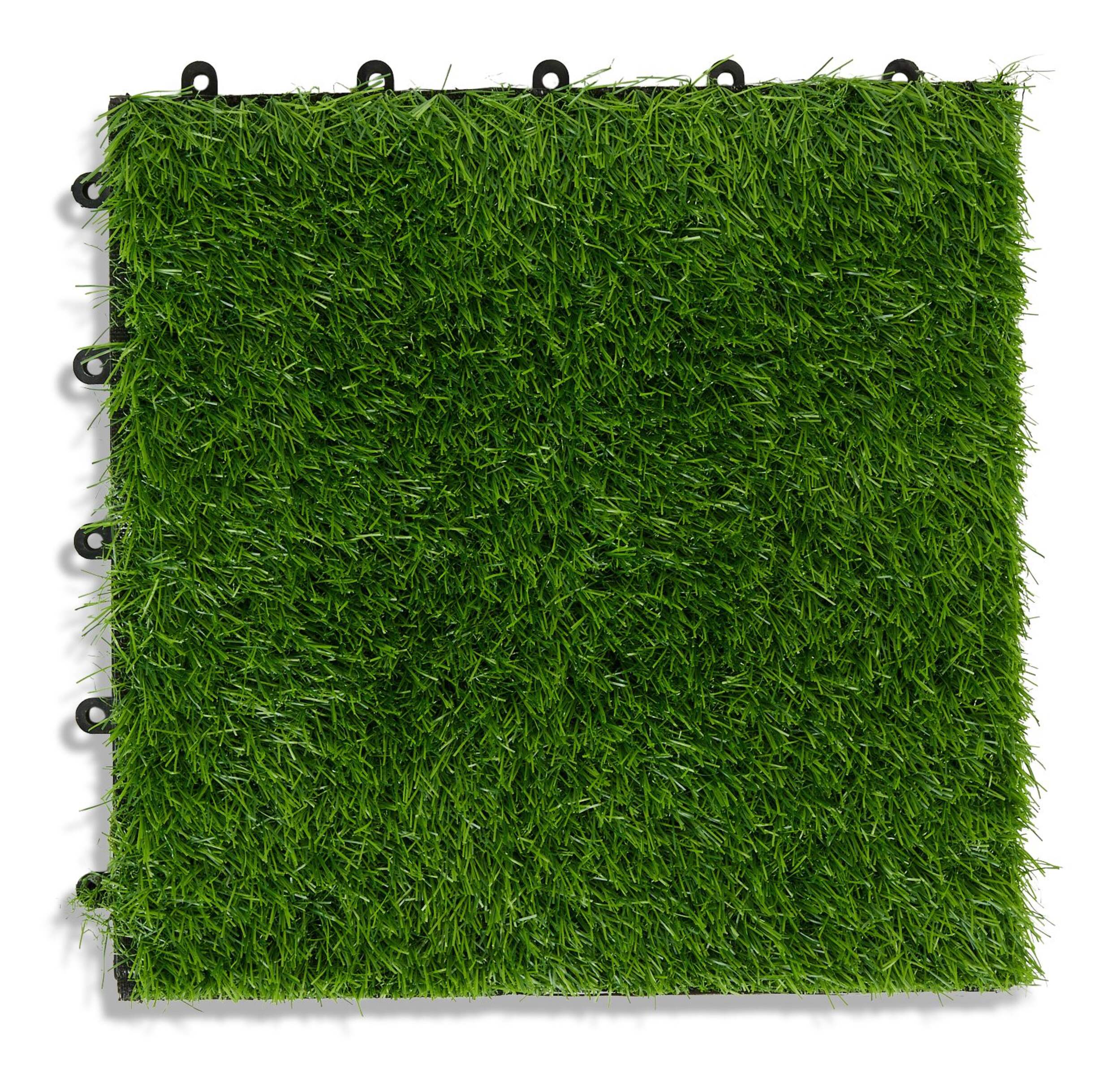 Technoflex Artificial Grass Lay & Click Deck Tiles, 10-pk Overhead_Flat