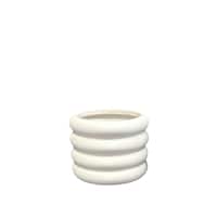 Wave Ripple Indoor Decorative Planter, 6-in, White Front_Elevated