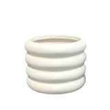 Wave Ripple Indoor Decorative Planter, 10-in, White Front_Elevated
