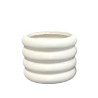 Wave Ripple Indoor Decorative Planter, 10-in, White Front_Elevated