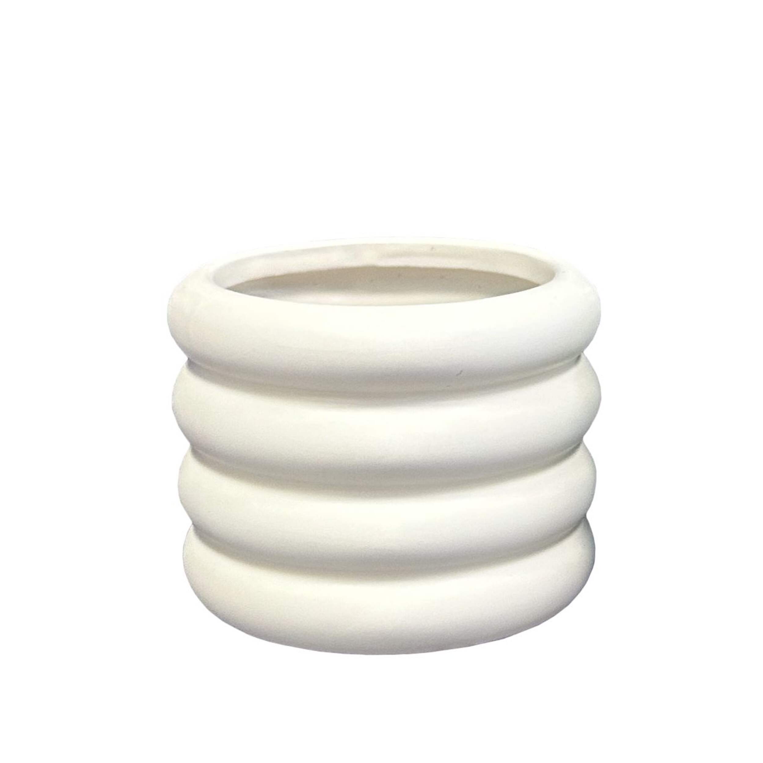 Wave Ripple Indoor Decorative Planter, 10-in, White Front_Elevated