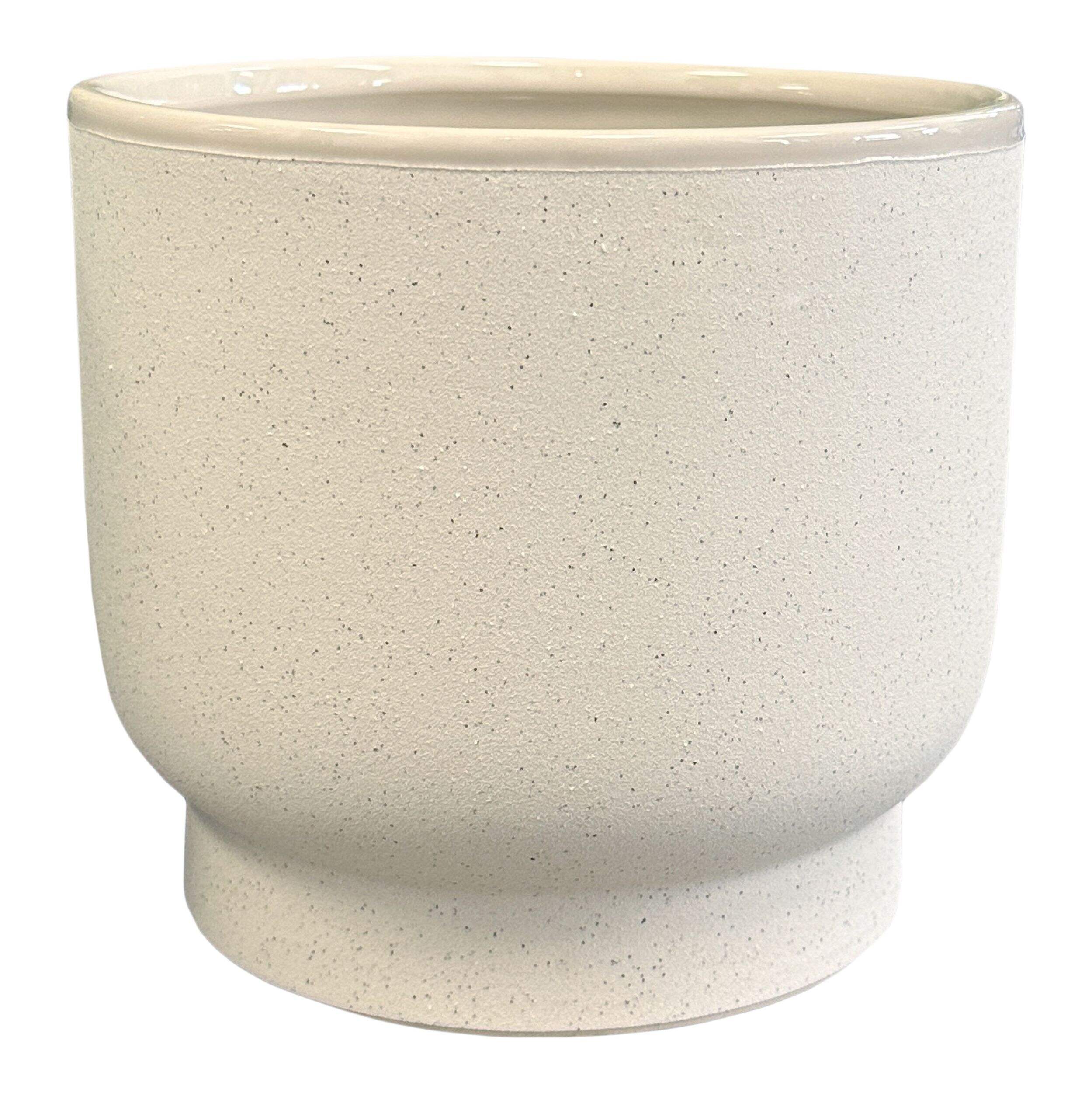 Jardinière décorative d'intérieur en céramique Palma, 4 po, blanc tacheté Front_Elevated