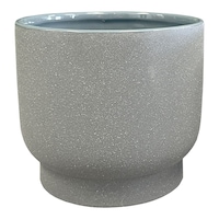 Palma Planter Ceramic Indoor Decorative Planter, 8-in, Navy Front_Elevated