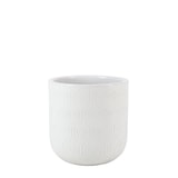 Modus Lifestyle Geo Glazed Terracotta Clay Planter, White Front_Elevated