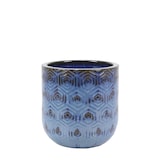 Modus Lifestyle Geo Glazed Terracotta Clay Planter, Ocean Blue Front_Elevated