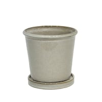 Modus Lifestyle Vienne Glazed Terracotta Clay Planter With Saucer, Taupe Front_Elevated