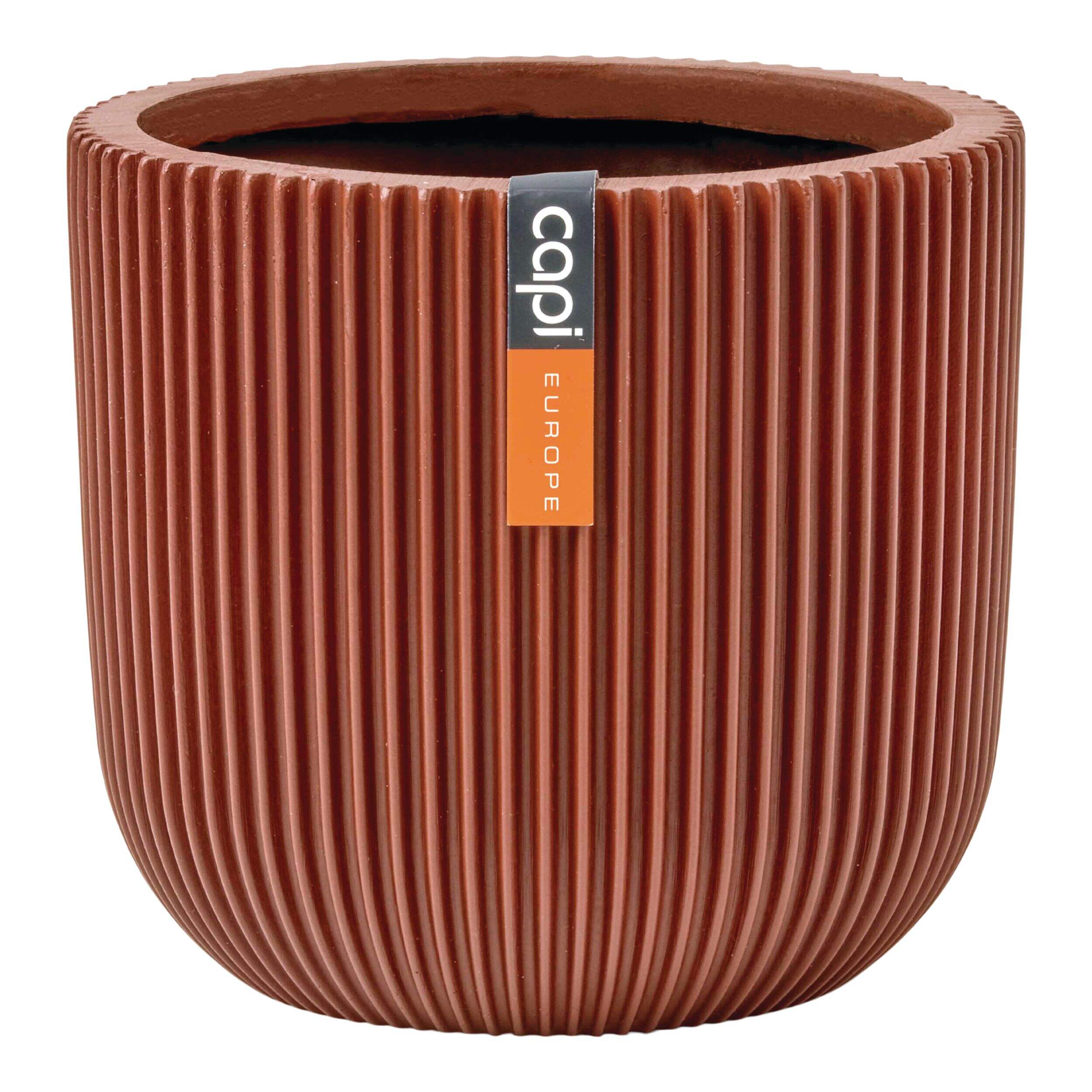 Capi Europe Resin Ribbed Flower Planter Pot, 6-in, Red Front_Elevated
