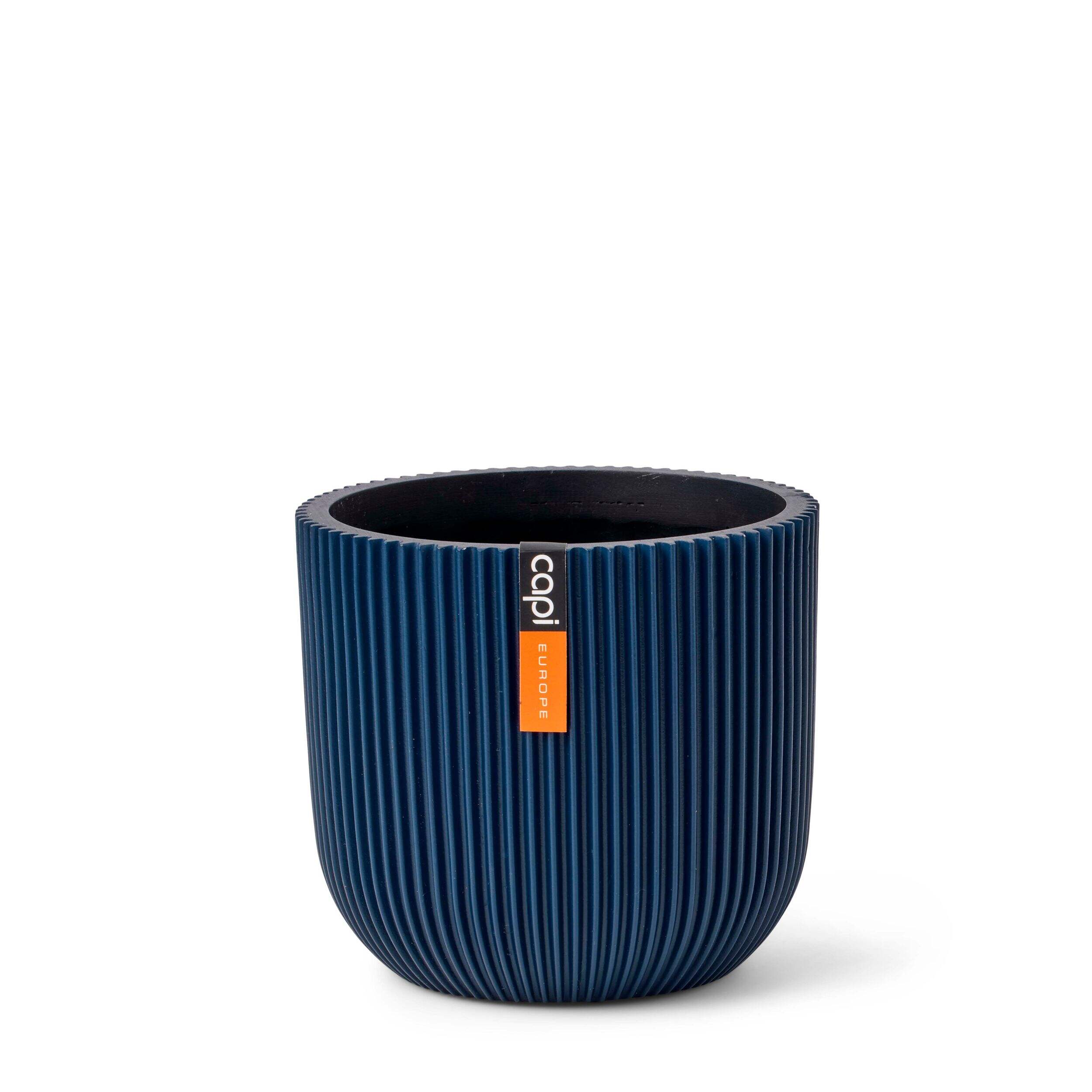 Capi Europe Resin Ribbed Flower Planter Pot, 6-in, Blue Front_Elevated