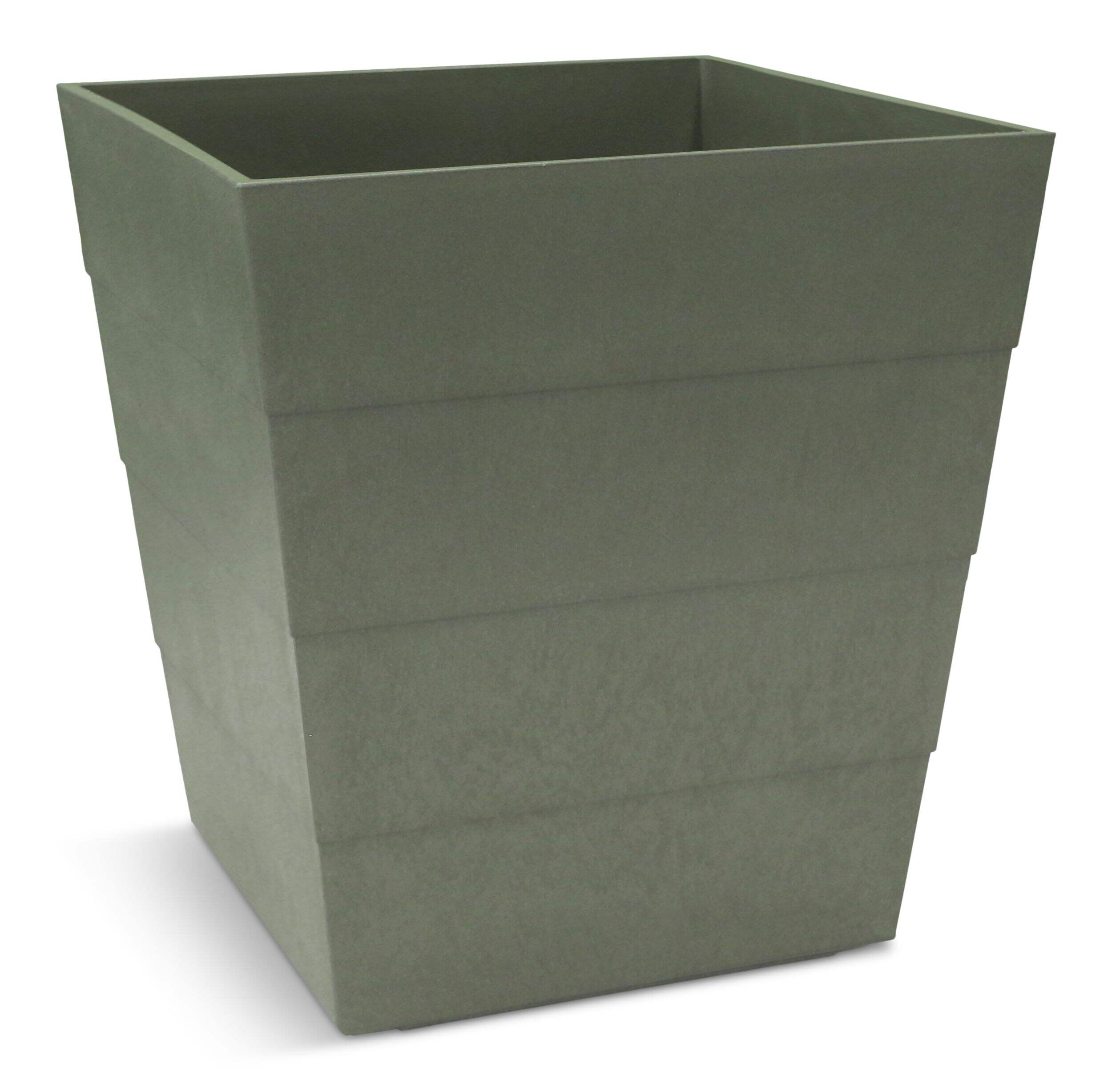 CANVAS Lineata Self Watering Resin Square Planter, 12-in W x 13-in H x 12-in D, Balsam Green Front_Three_Fourths_Angled_Right