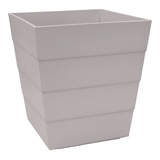 CANVAS Lineata Self Watering Resin Square Planter, 12-in W x 13-in H x 12-in D, Ash Grey Front_Three_Fourths_Angled_Right