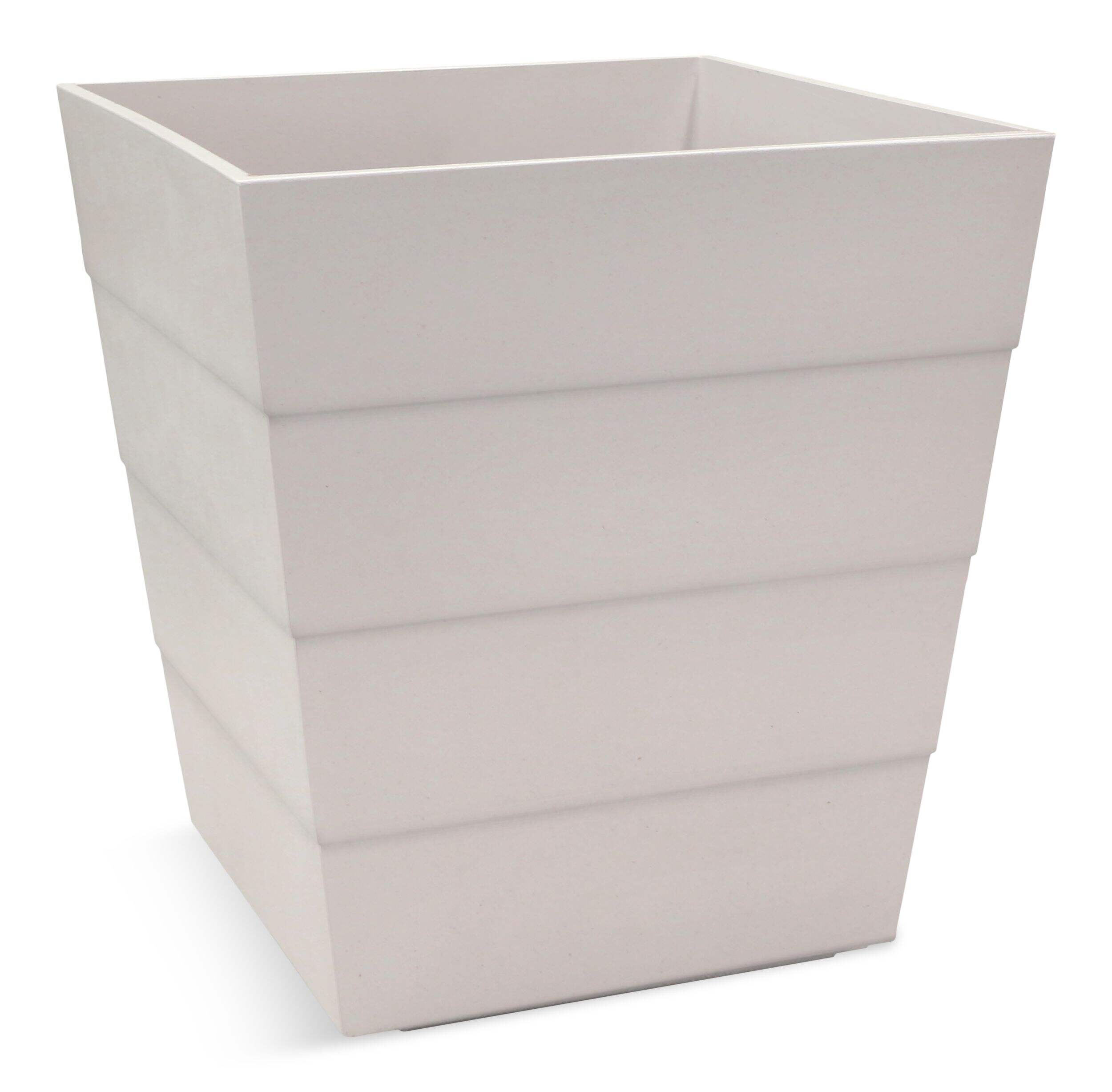 CANVAS Lineata Self Watering Resin Square Planter, 12-in W x 13-in H x 12-in D, Eggshell White Front_Three_Fourths_Angled_Right