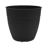Bloem Dayton Round Planter, Plastic, 16-in W x 14.5-in H x 16-in D, Black Front_Elevated