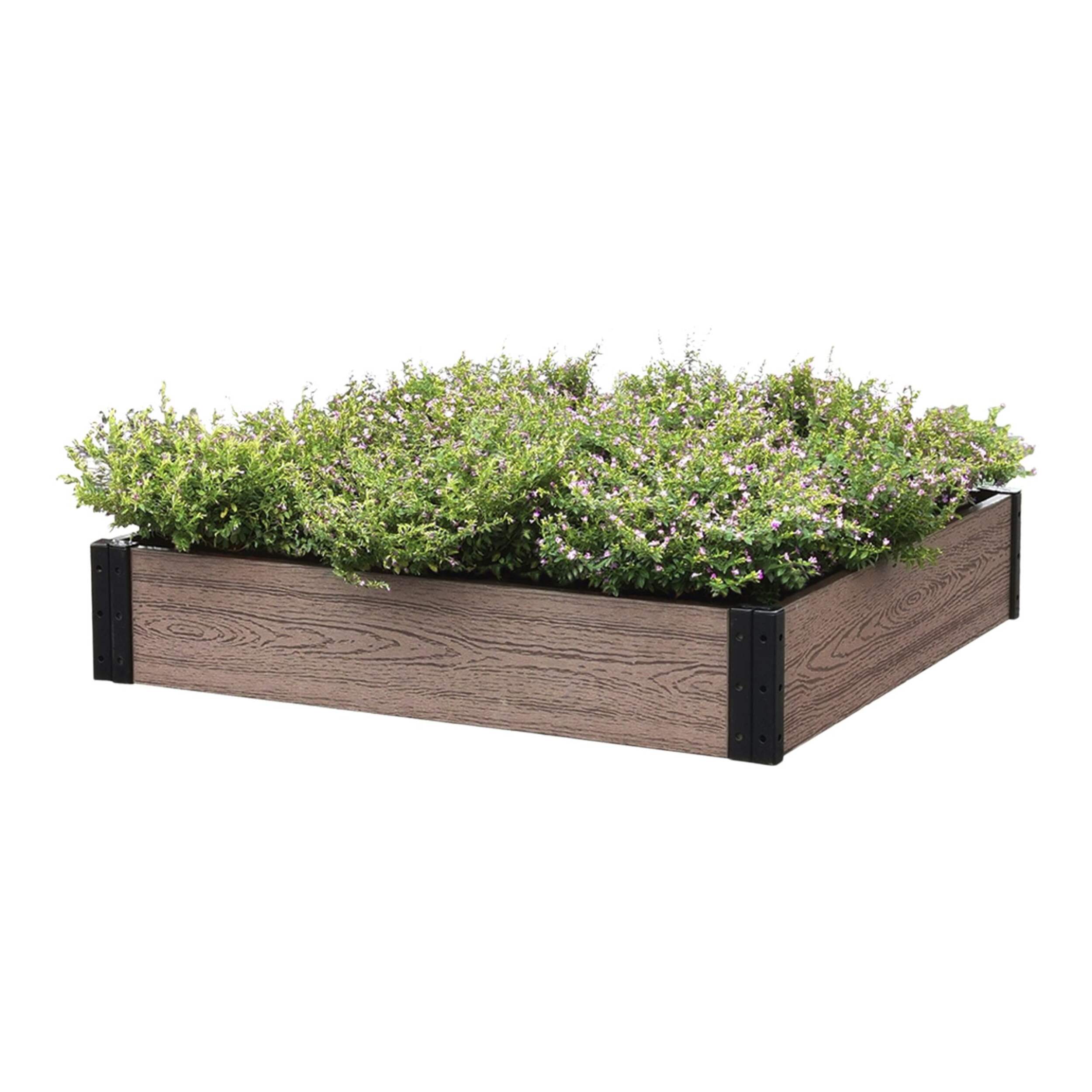 EverBloom Essential Raised Garden Bed, Rectangular, Walnut Colour Front_Three_Fourths_Angled_Left