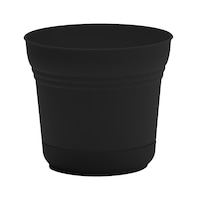 Bloem Saturn Planter with Saucer, Round, Resin, Black, 5-in Front_Elevated