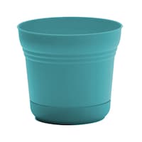 Bloem Saturn Planter with Saucer, Round, Resin, Teal, 10-in Front_Elevated