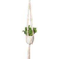 Primitive Planters Woven Cotton Twisted Plant Hanger, White, 42-in Front_Flat