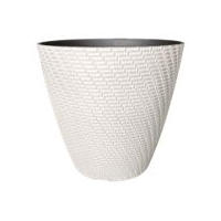 Garant Rattan Style Planter, Indoor/Outdoor, 13-in W x 13-in H x 13-in D, White Front_Elevated