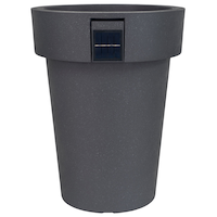 Garant Tall Solar Planter, Polypropylene, Black, 14-in W x 18-in H x 14-in D Front_Elevated