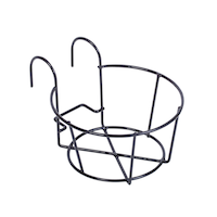 Panacea Over-the-Railing Flower Pot Holder, Round, Black Overhead_Plunge