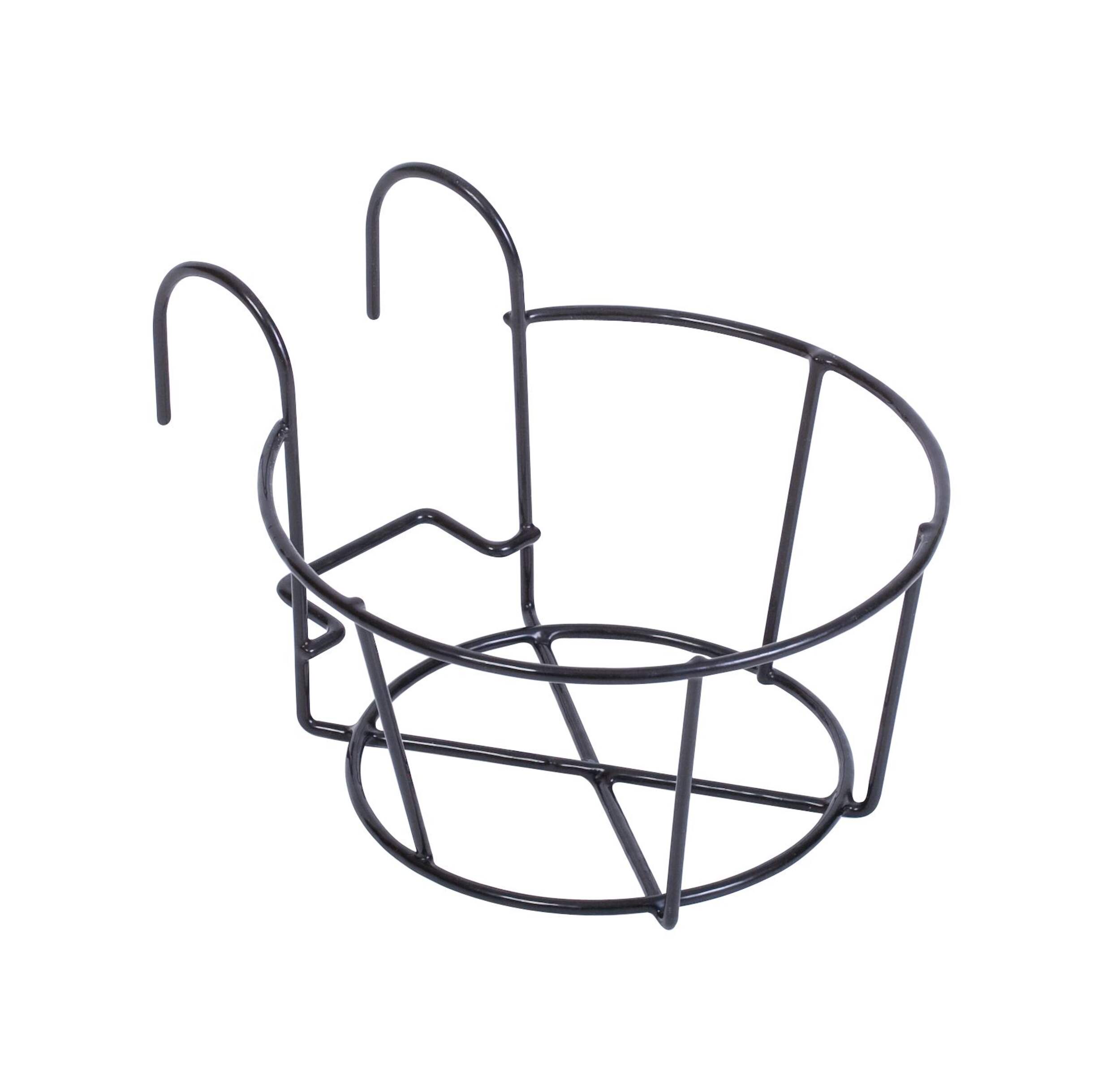 Panacea Over-the-Railing Flower Pot Holder, Round, Black Overhead_Plunge