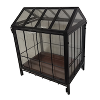 Panacea Glass Terrarium with Plant Tray, Steel, Black Front_Three_Fourths_Angled_Left