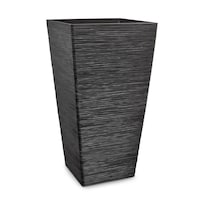 Avondale Seagrass Tapered Lightweight Planter, 12-in W x 24-in H x 24-in D, Black Front_Angled_Right