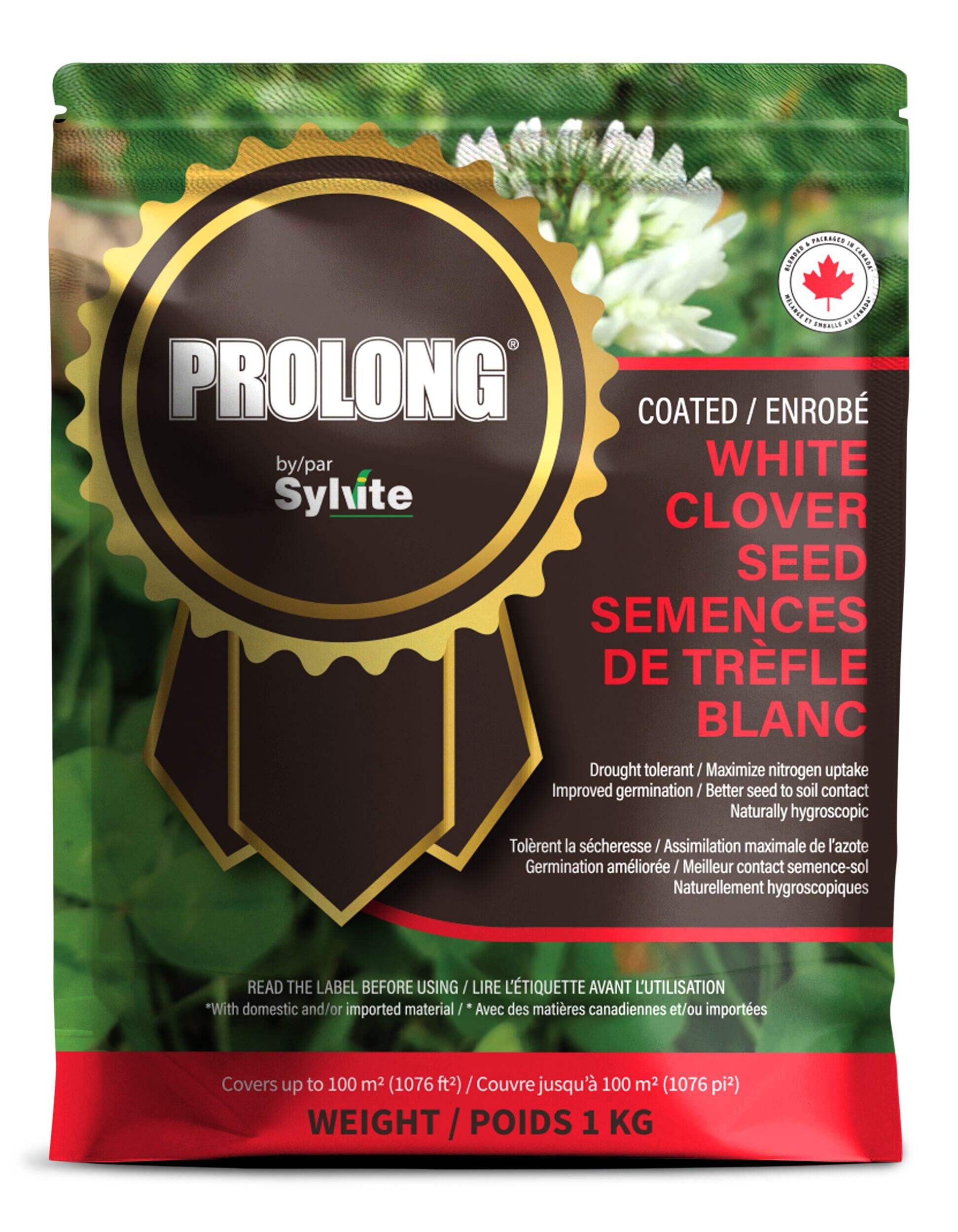 PROLONG Drought Tolerant White Clover Seed Bag, Water Saving, 1kg Front_Flat
