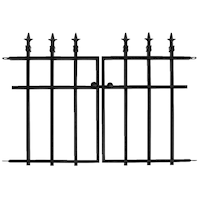 Panacea 87104 Black Classic Finial Style 2-Piece Garden Fence Gate Front_Angled_Left