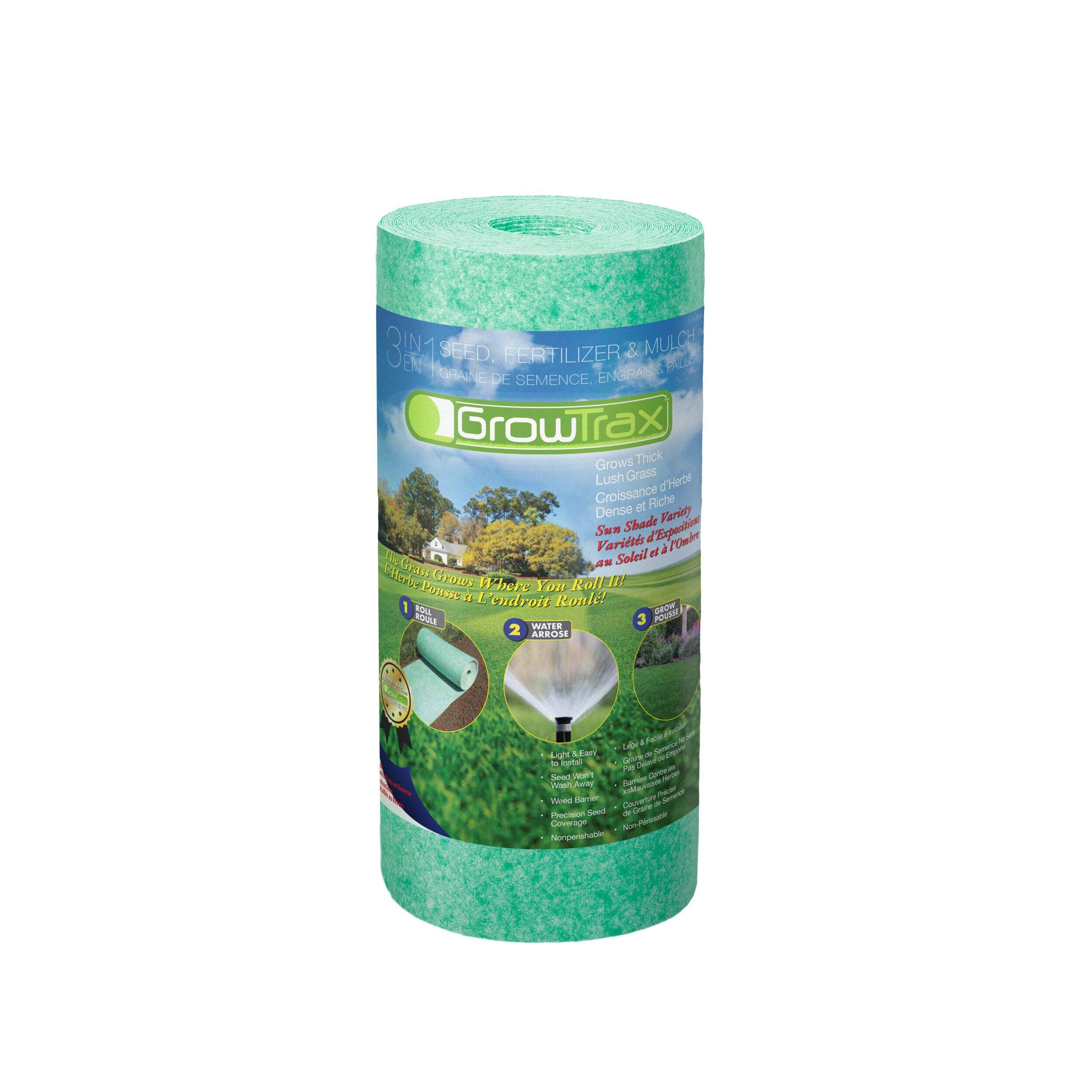Growtrax North West Blend All-In-One Biodegradable Grass Seed Mat Roll, Quick Fix Blanket Front_Elevated