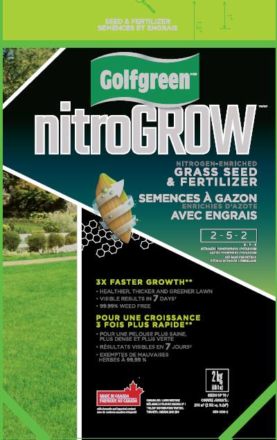 Golfgreen Nitrogrow Nitrogen Enriched Grass Seed And Fertilizer Mix 2 5 2 2 Kg Canadian Tire 6416