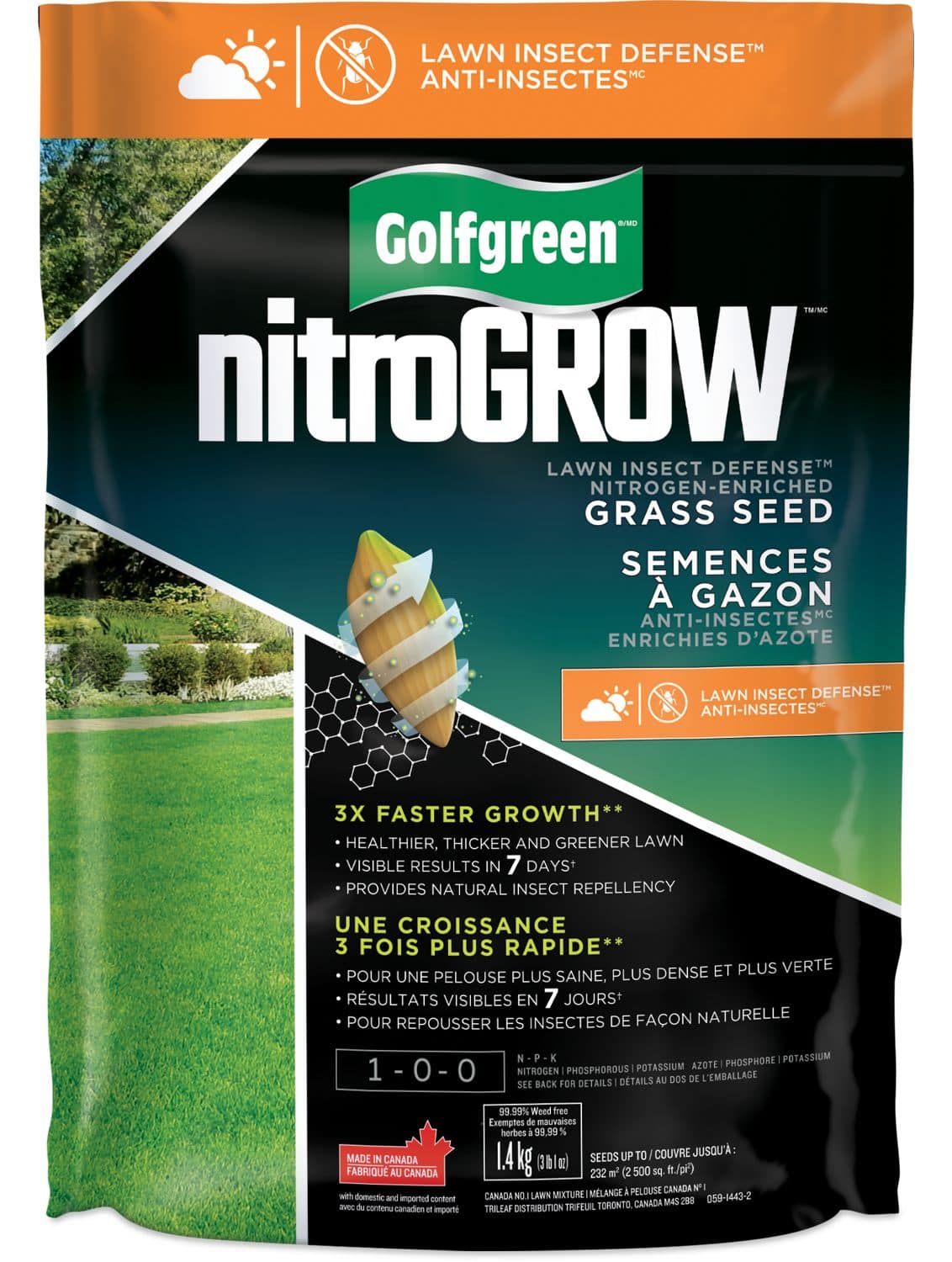 Golfgreen NitroGROW Sun & Shade Lawn Insect Defense Grass Seed