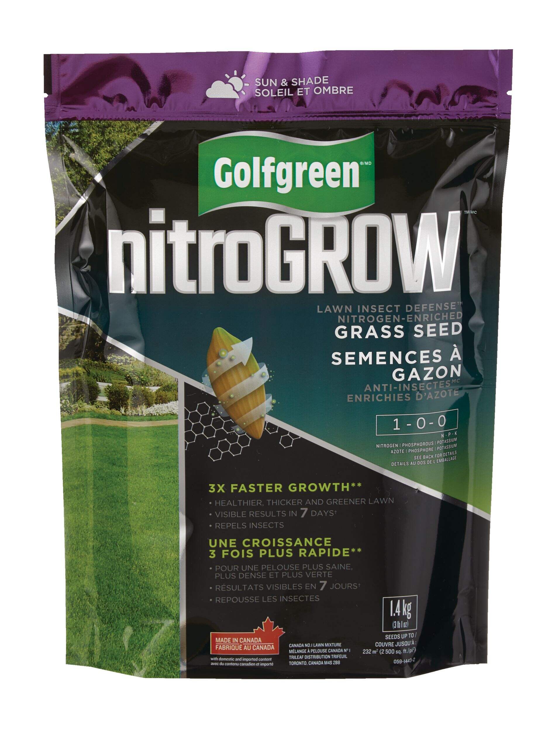 Golfgreen NitroGROW Sun & Shade Lawn Insect Defense Grass Seed ...