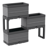 Ensemble de jardinière modulaire surélevée pour l’intérieur et l’extérieur Botanica, 3 jardinières et 2 pattes, gris Front_Angled_Right