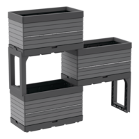 Ensemble de jardinière modulaire surélevée pour l’intérieur et l’extérieur Botanica, 3 jardinières et 2 pattes, gris Front_Angled_Right