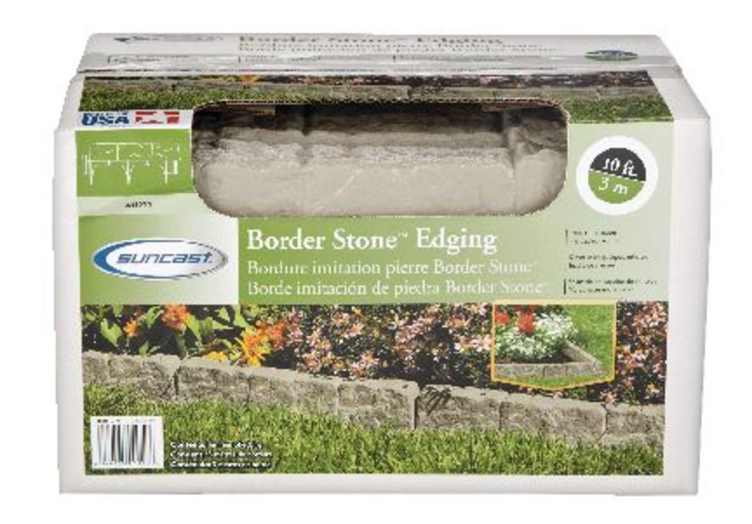 Suncast Border Stone Plastic Border Edging, 10-ft (12-in Sections)  Front_Elevated
