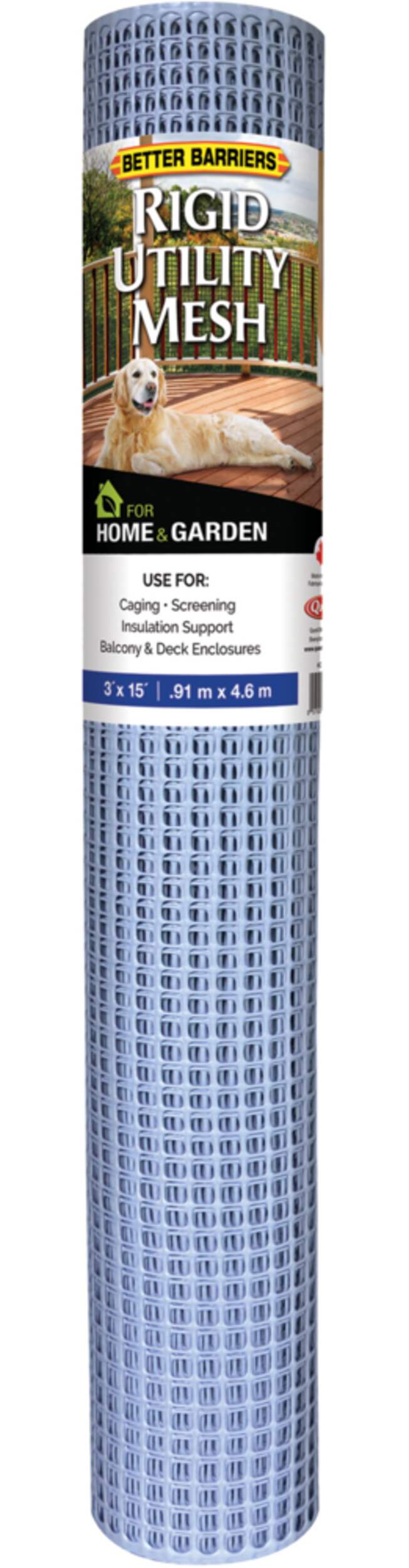 Quest Better Barriers Plastic Rigid Utility Mesh, Hardware Cloth, 3 x15-ft (0.9 x 4.5 m), Silver Front_Flat